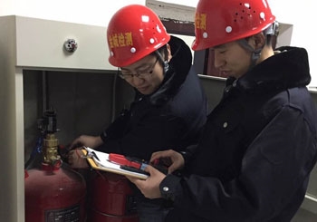 气体灭火系统消防检测工作现场